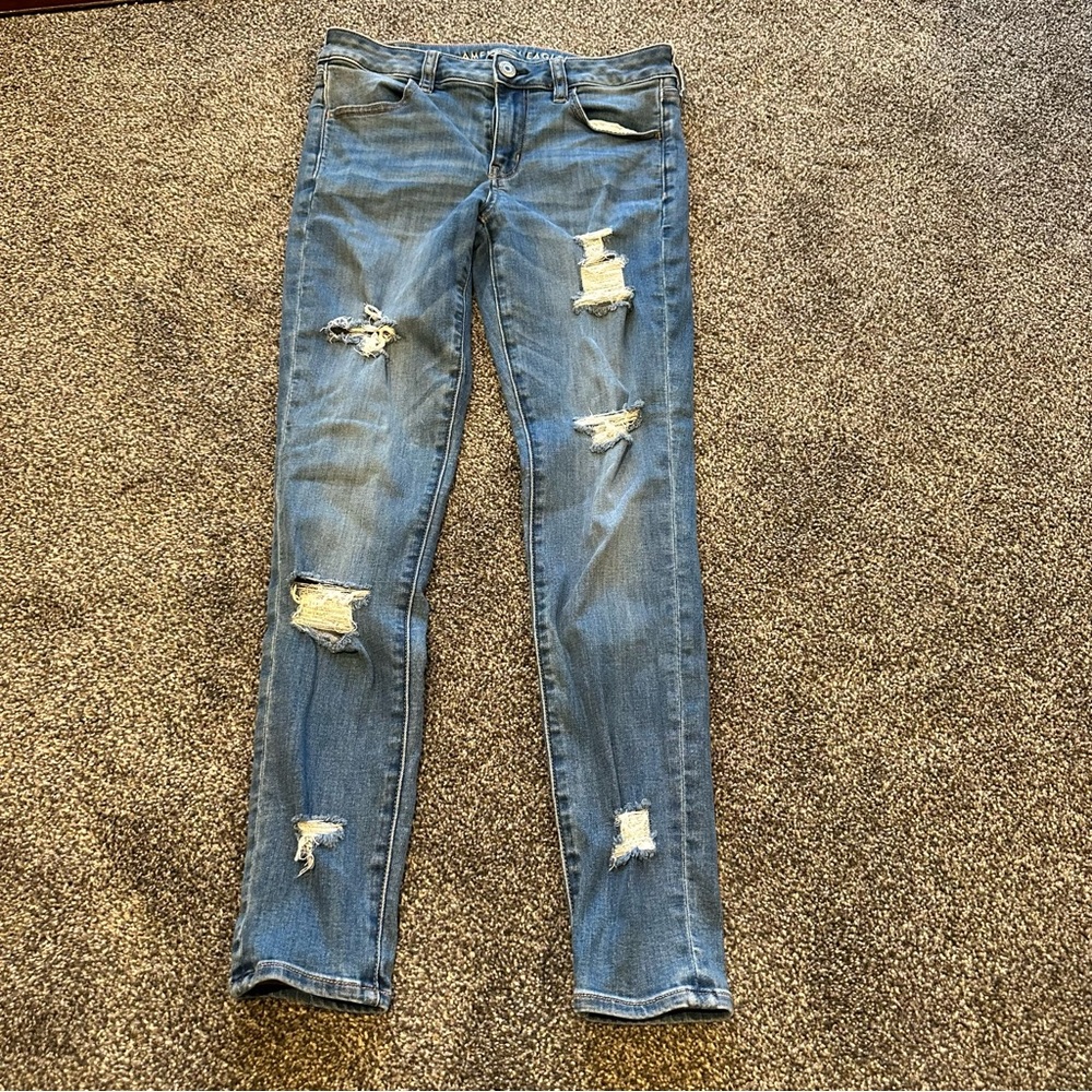 American Eagle skinny, distressed jeans